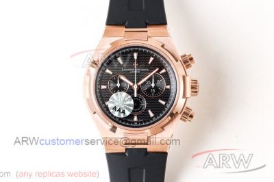 8F Replica Vacheron Constantin Overseas Chronograph 42 MM 7750 Men's Black Face Rose Gold Case Watch